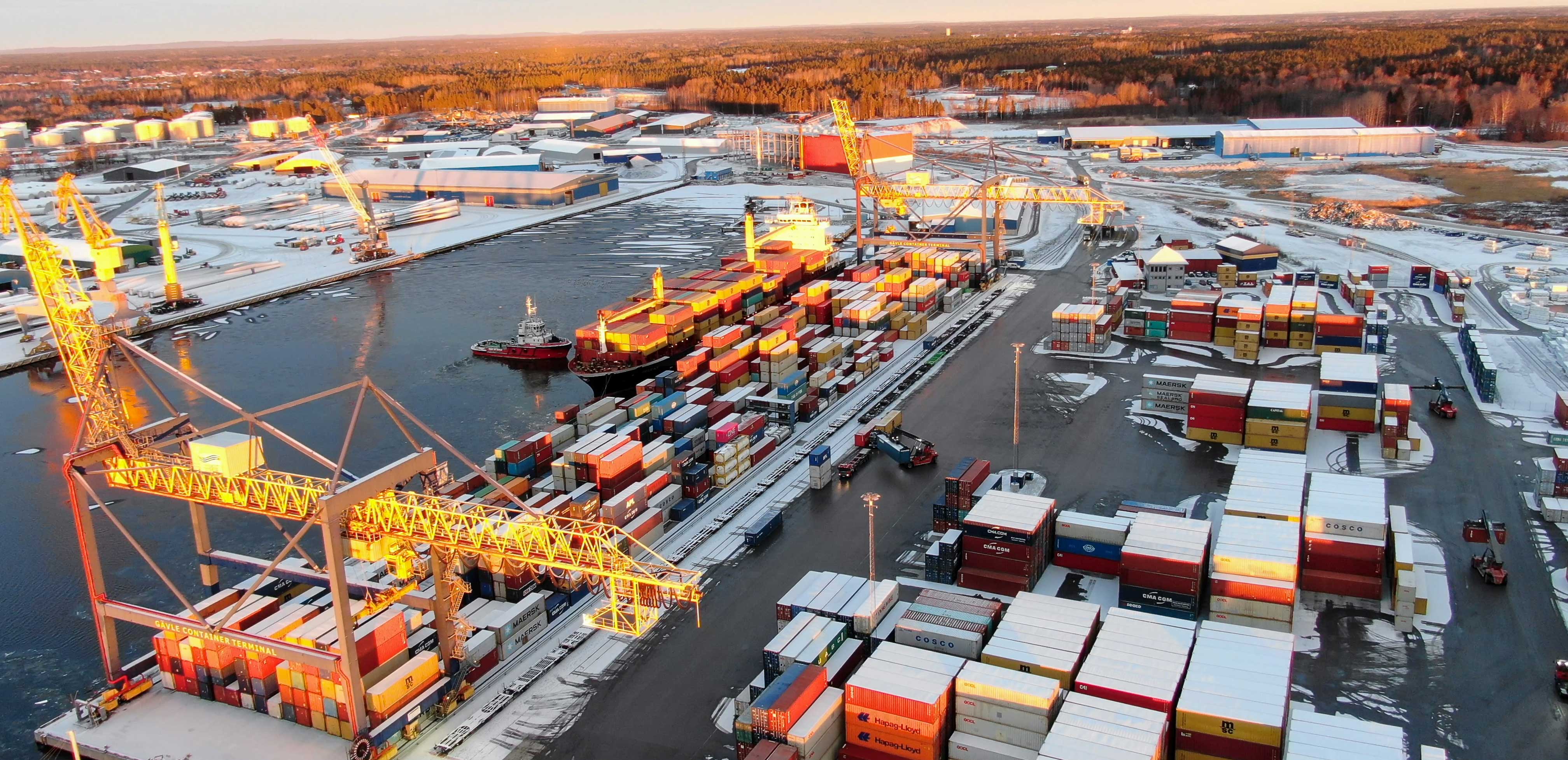 Le terminal à conteneurs du port de Gävle